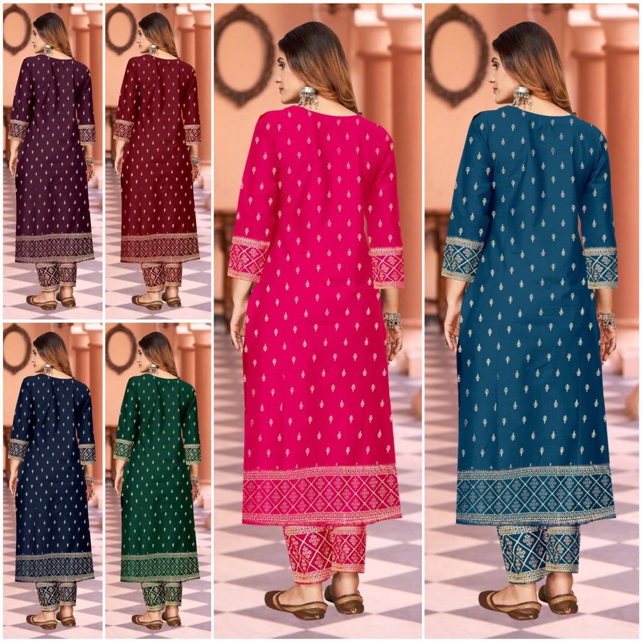 Nykaa Vol 3 Rayon Gold Printed Kurti With Bottom Dupatta Wholesale Price In Surat
